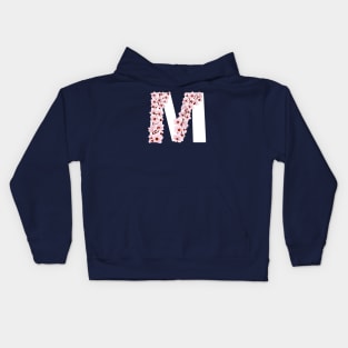 Colorful capital letter M patterned with sakura twig Kids Hoodie